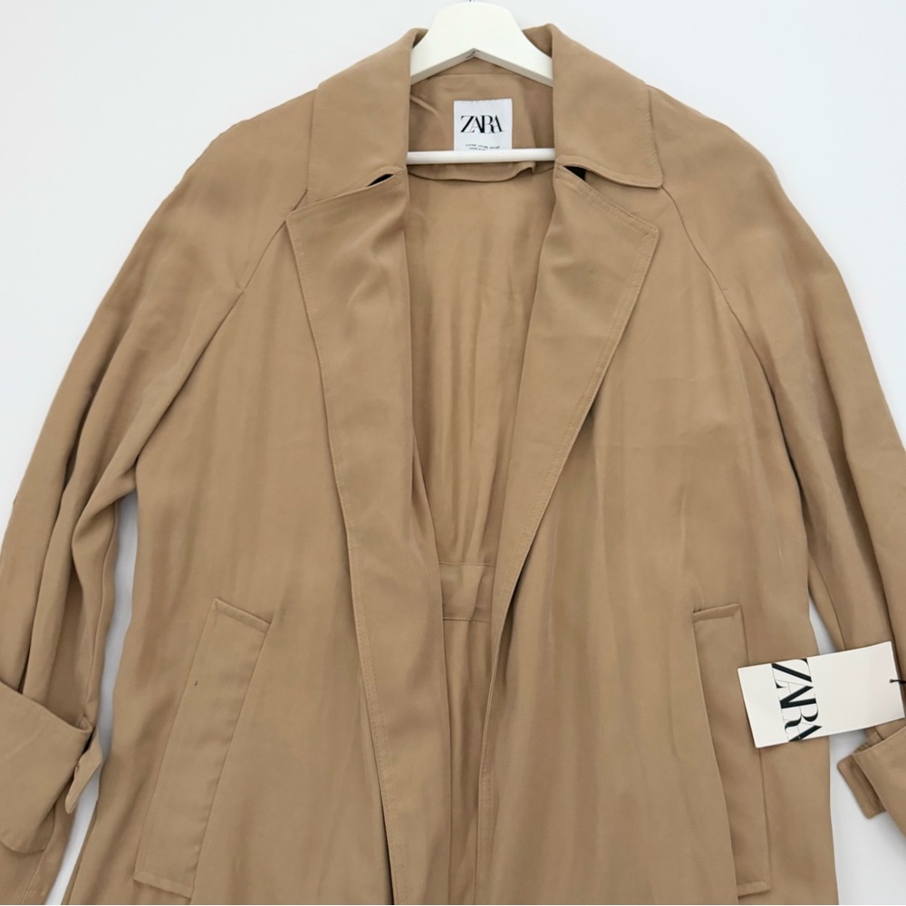 NWT Zara Flowy Trench Coat, Camel